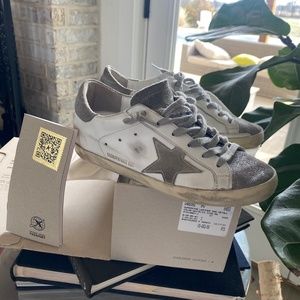 Golden Goose Superstar Leather and Metallic Sneakers